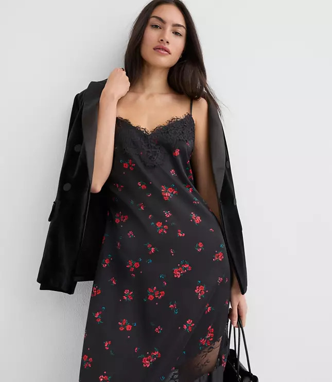 Floral Chantilly Lace Maxi Slip Dress | LOFT