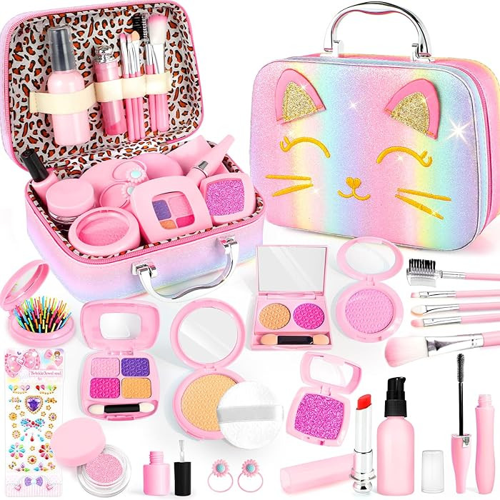 Pretend Makeup for Toddlers, Toy Play Makeup Set for Kids 3-5, Toddler Makeup Kit Pretend, Cat To... | Amazon (US)