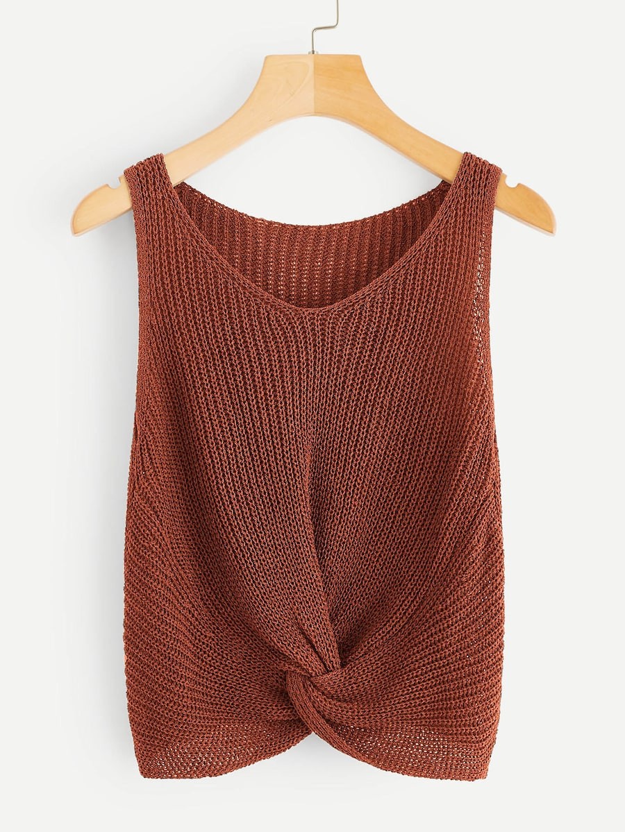 Twist Hem Knit Top | SHEIN