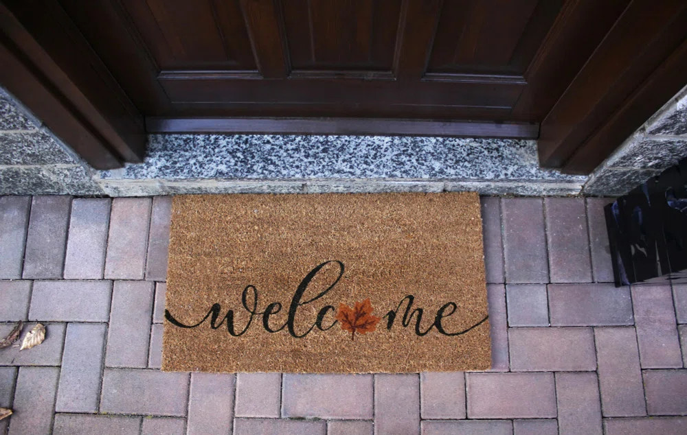 August Grove® Coir Door Mat Cristle Decor Printed Welcome Mat 18x28 Non-Slip Doormat - Cristle L... | Wayfair North America