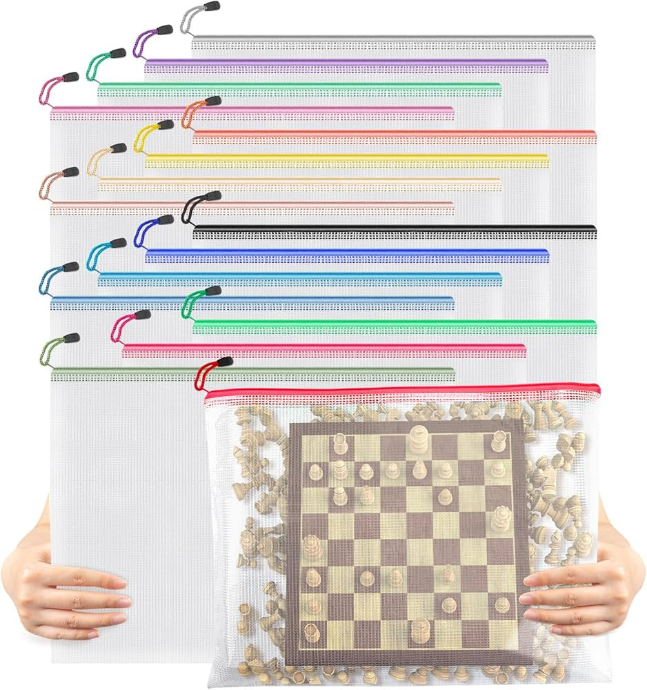 Umriox 16 Pack Large Zipper Bags 16.9x12.4 in, Mesh Zipper Document Pouch for Organizing, Storage... | Amazon (US)