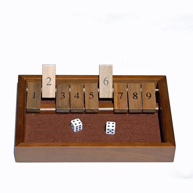 WE Games Shut the Box Board Game with Dice – 9 Number Flip Tiles with Dark Stained Wooden Box -... | Target