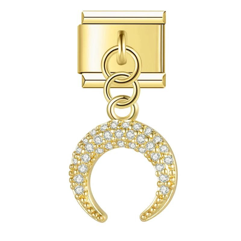 Moon in Gold with Stones, on Gold | Charms Official