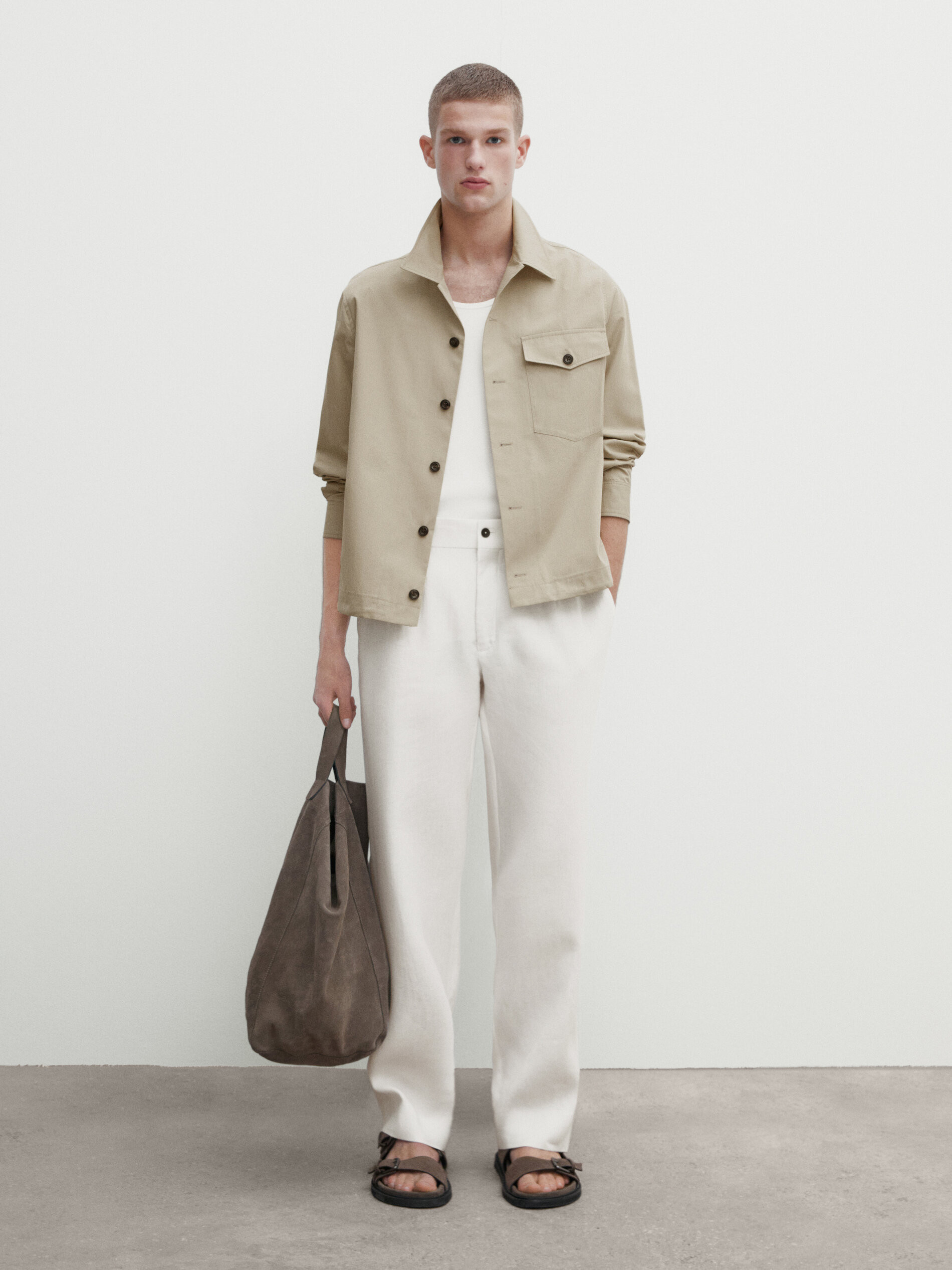 Cotton overshirt with chest pocket | Massimo Dutti UK