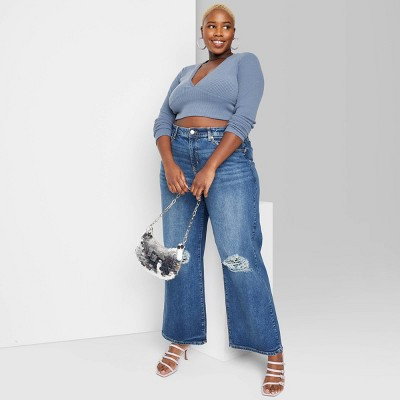 Women's High-Rise Wide Leg Baggy Jeans - Wild Fable™ Blue 17 | Target