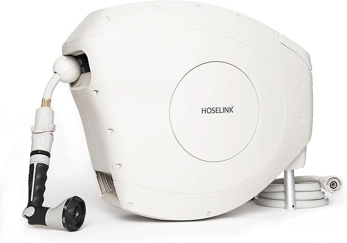 HOSELINK Beige 50ft Automatic Retractable Garden Hose Reel, 9/16”, 8-Pattern Spray Nozzle, UV-S... | Amazon (US)