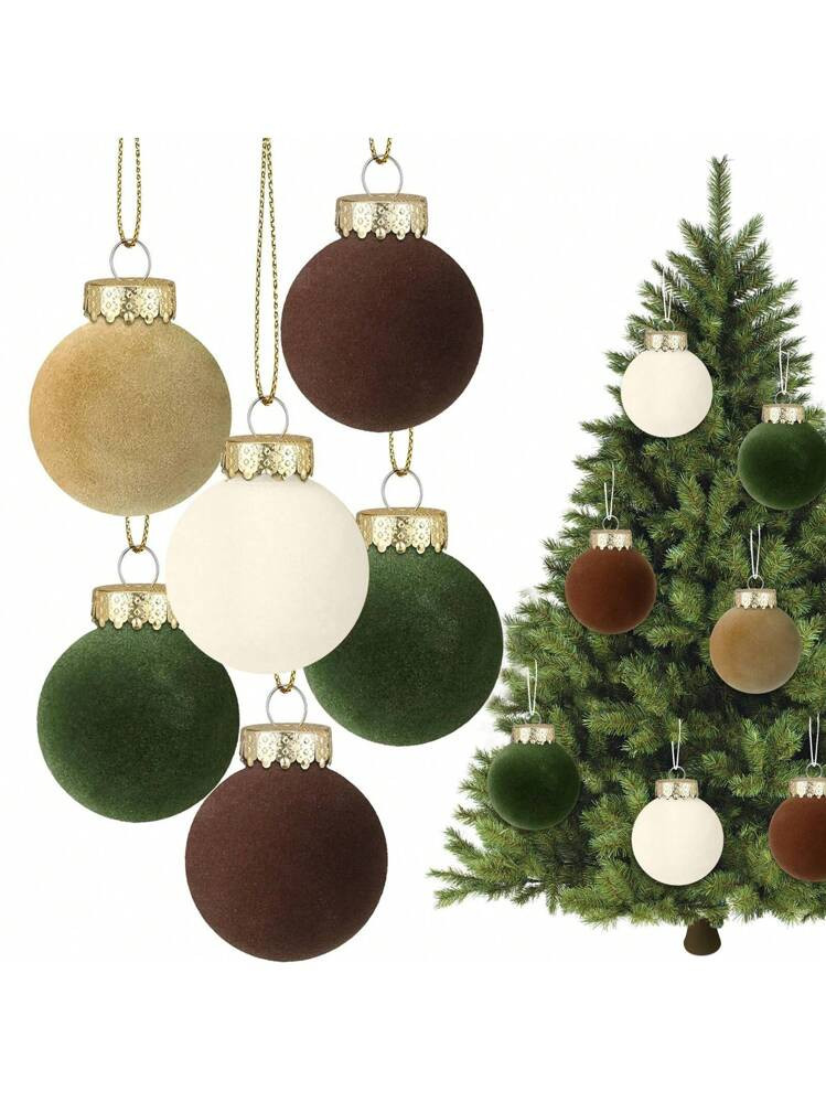 12 PCS Christmas Large Balls Ornaments 2.36"/6cm Shatterproof White Green Tree Hanging Plastic Ba... | SHEIN