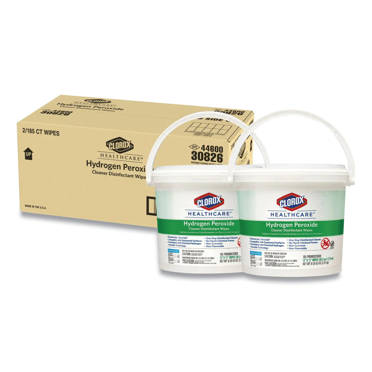Clorox Healthcare Hydrogen Peroxide Cleaner Disinfectant Wipes 11 x 12 Unscented White 185 Canister 2 Canisters Carton | ESNCLO30826 | Lowe's