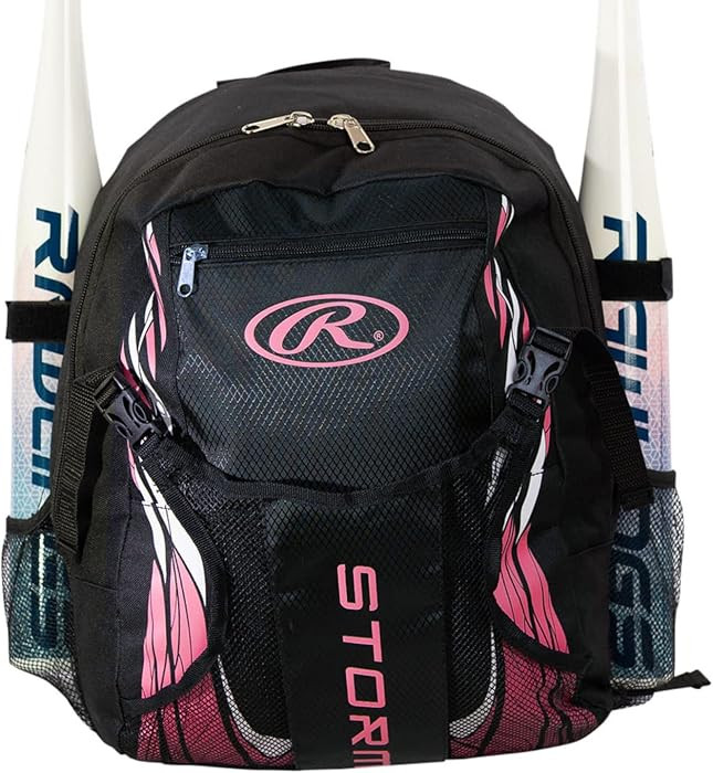 Rawlings | Storm Backpack Equipment Bag | Girls T-Ball/Youth Baseball & Softball | Multiple Color... | Amazon (US)