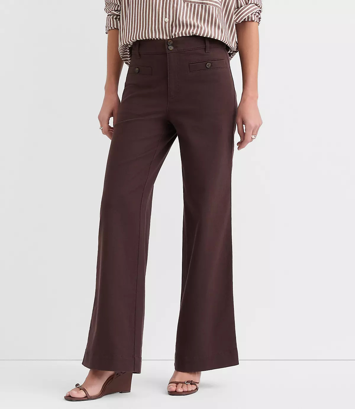 Welt Pocket Palmer Wide Leg Pants in Twill | LOFT