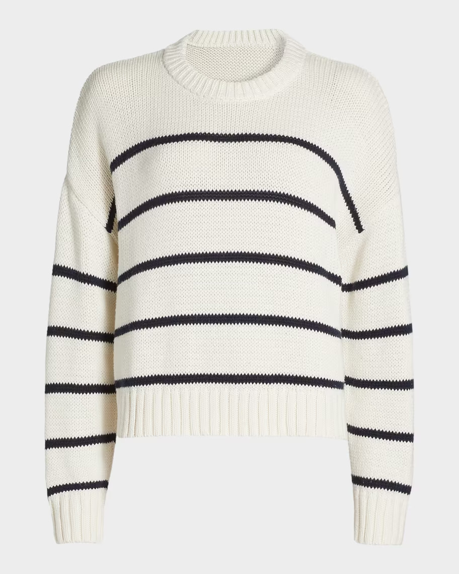 Chloe Striped Cotton Crewneck Sweater | Neiman Marcus