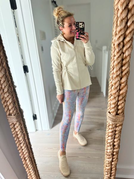 Cutest jacket for pre or post workout! Wearing a small in jacket and small in leggings  

#LTKunder100 #LTKfit #LTKstyletip
