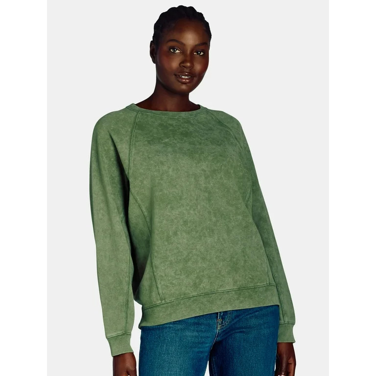 Time and Tru Women’s Washed Sweatshirt with Long Sleeves, Sizes S-XXXL | Walmart (US)