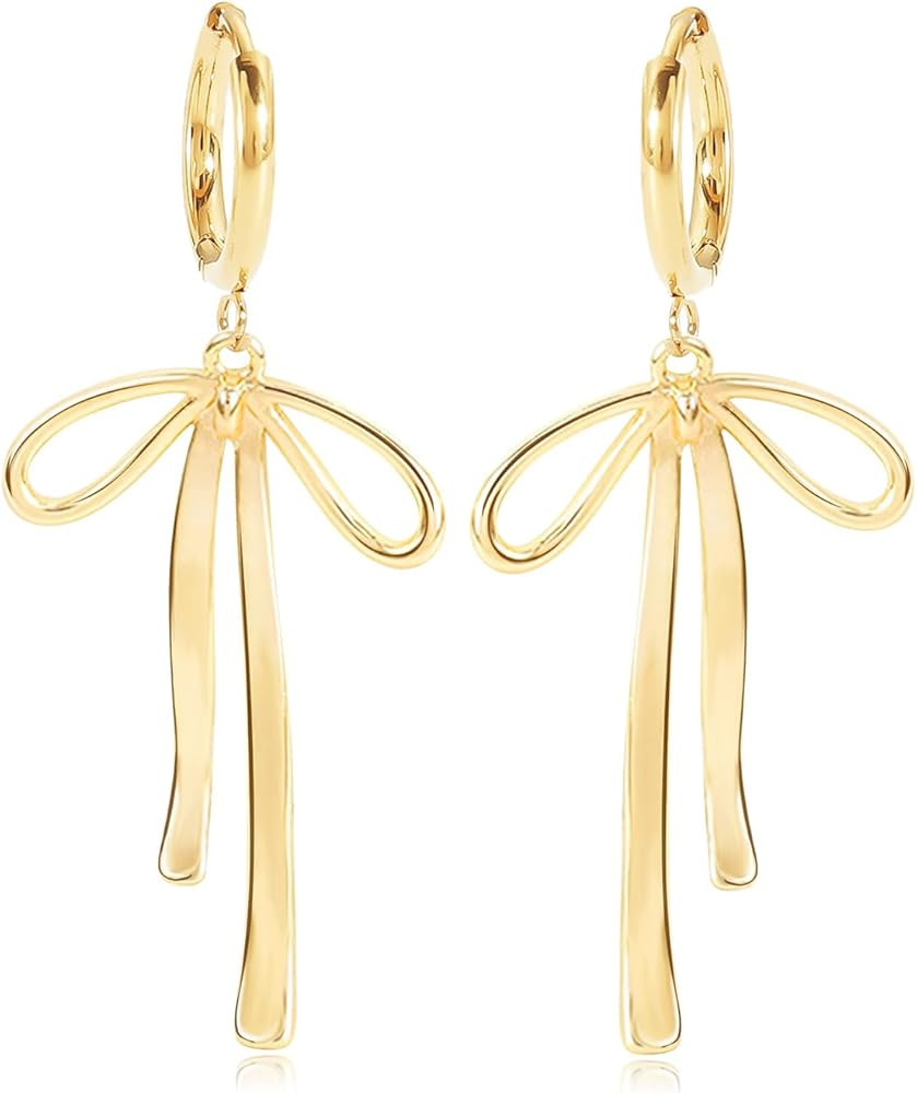 Gold Silver Bow Stud Earrings for Women – Hypoallergenic Lightweight Jewelry, Simple Elegant De... | Amazon (US)