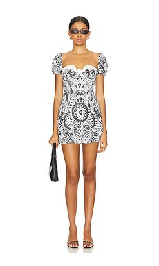 For Love & Lemons Taylor Mini Dress in Black from Revolve.com | Revolve Clothing (Global)