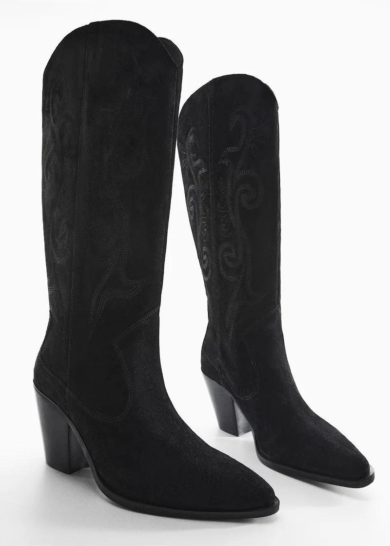 Cowboy leather boots -  Women | Mango United Kingdom | MANGO (UK)