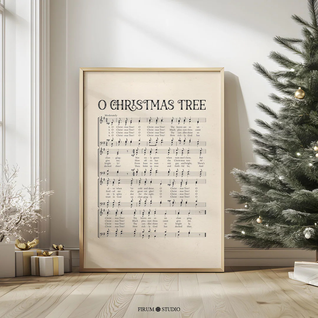 O Christmas Tree Vintage Carol Printable Wall Art, Christmas Carol Downloadable Print, Festive Wa... | Etsy (US)