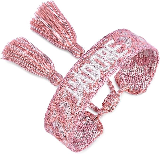 GMSUNNY Woven Friendship Wrap Bracelets Preppy Bracelets Knitted Word Bracelets for Women Girls | Amazon (US)