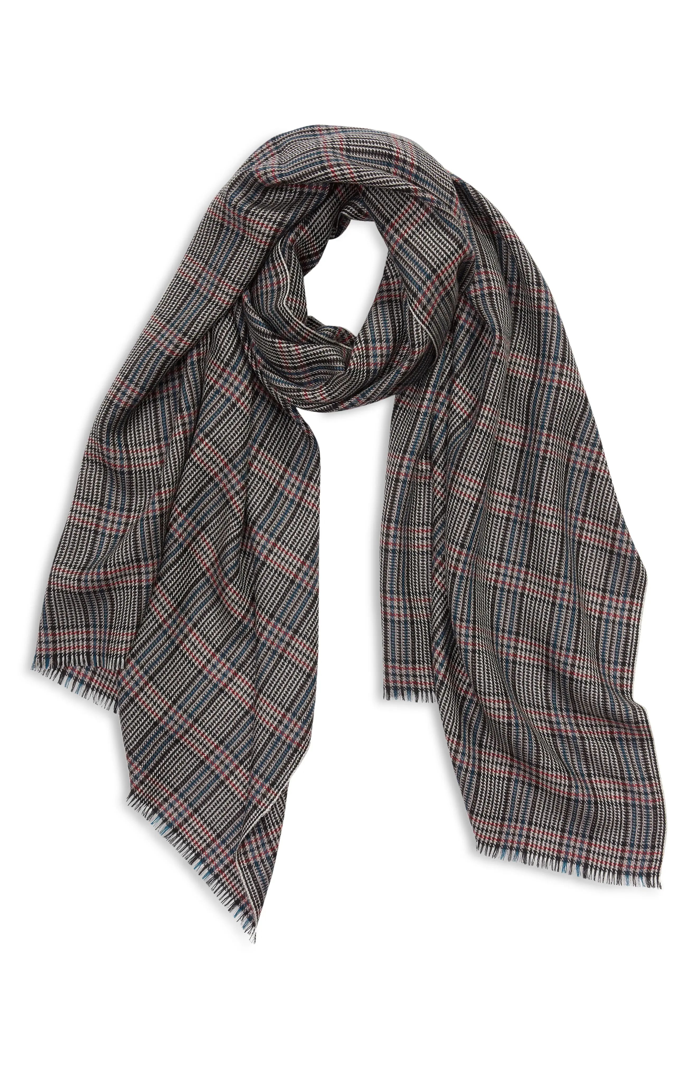 Nordstrom Check Cashmere Scarf in Black Combo at Nordstrom | Nordstrom