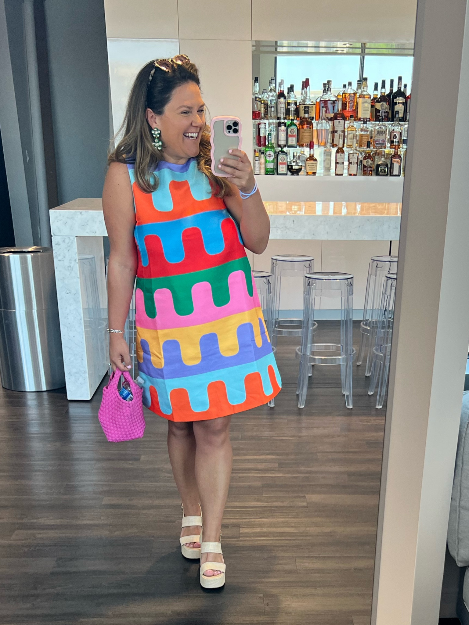 Ping naghedi bag. Tuckernuck. Shift dress. Neutral wedge. Size 14 dress. 

#LTKU #LTKitbag #LTKtravel