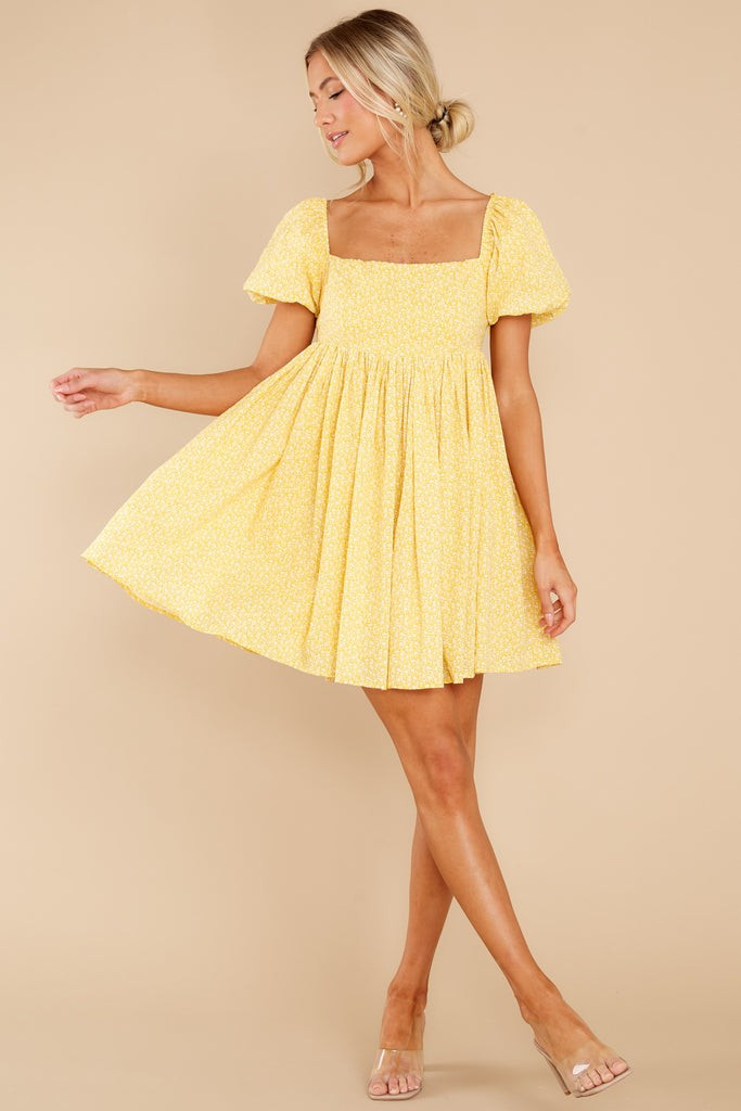 She's The One Yellow Floral Print Dress | Red Dress 