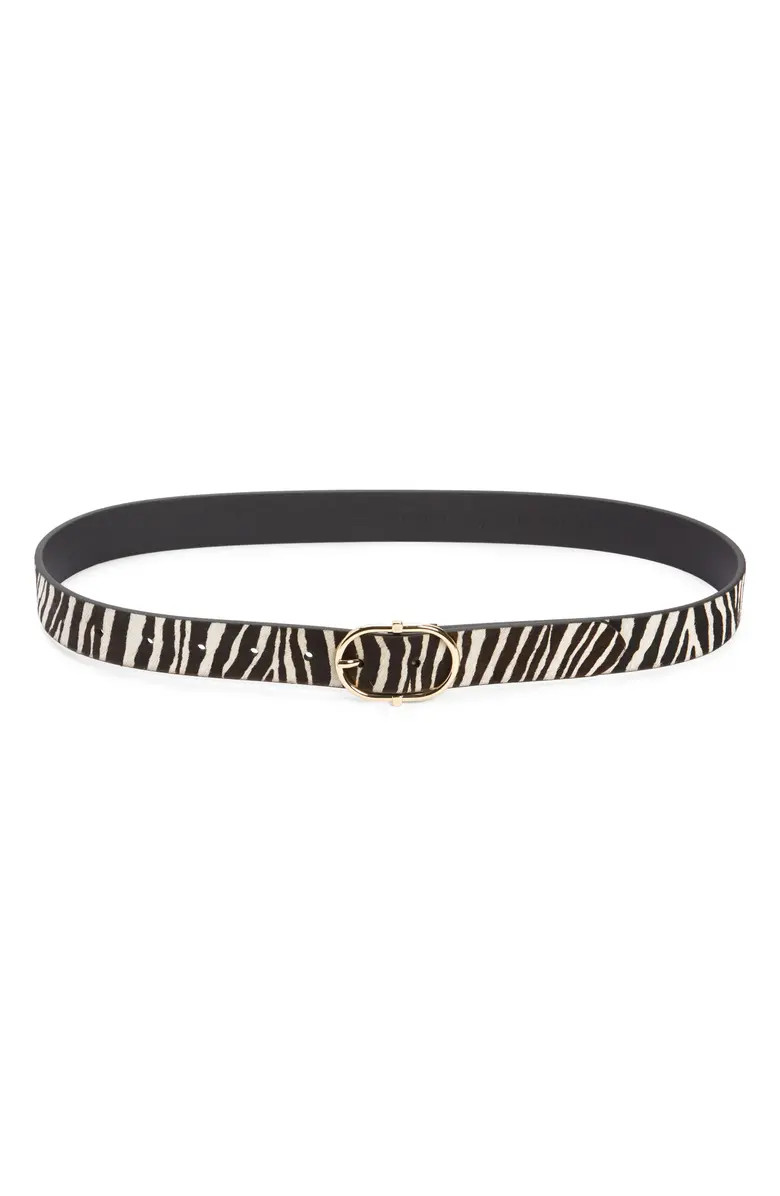 Nordstrom Hallie Zebra Stripe Genuine Calf Hair & Leather Belt | Nordstrom | Nordstrom