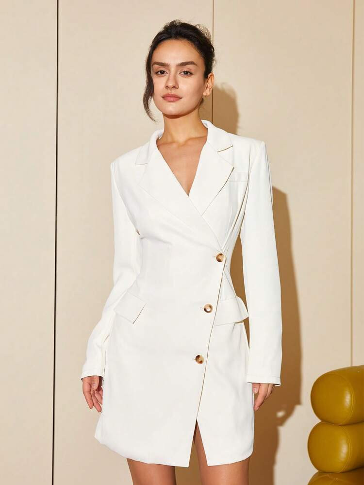 Lapel Neck Button Front Blazer Dress | SHEIN