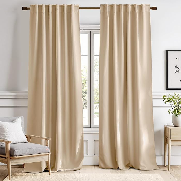 NICETOWN Window Treatment Elegant Curtains - (Biscotti Beige Color) 52 Width X 84 Length, 1 Pair,... | Amazon (US)