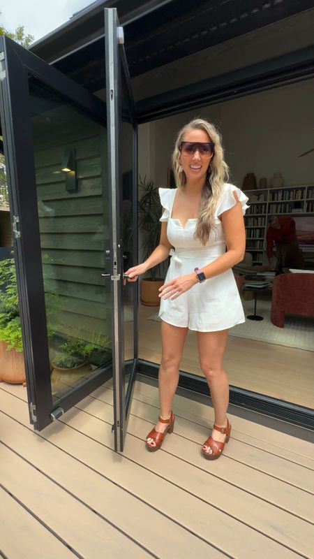 White romper outfit while touring the HGTV Smart Home with Trex. 

#LTKshoecrush #LTKover40