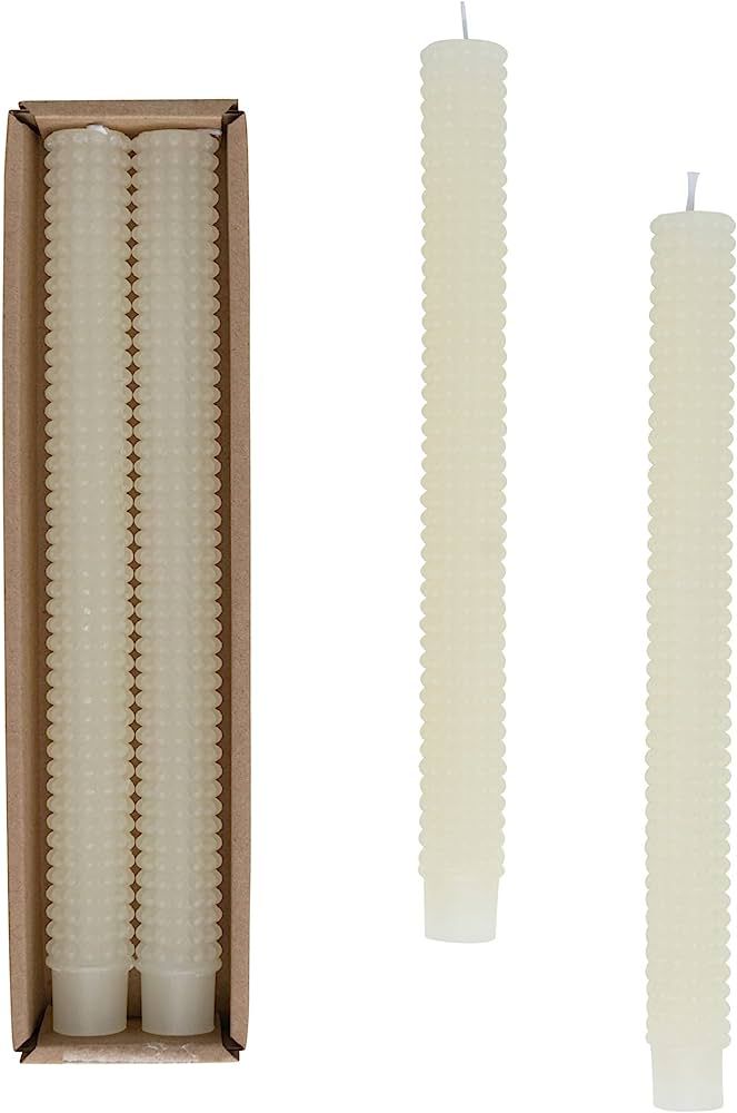 Creative Co-Op Unscented Hobnail Taper Box, Set of 2, Cream Candles, 1" L x 1" W x 10" H, 2 Count | Amazon (US)