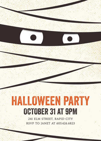 "The Mummy" - Customizable Holiday Party Invitations in Orange by Lisa Cersovsky. | Minted