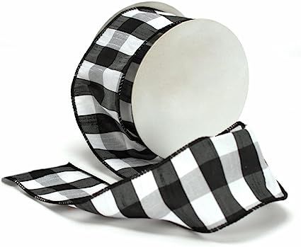 Cheshire Wired Edged Black and White Dupioni Striped Ribbon 2 1/2" 10 Yards | Amazon (US)