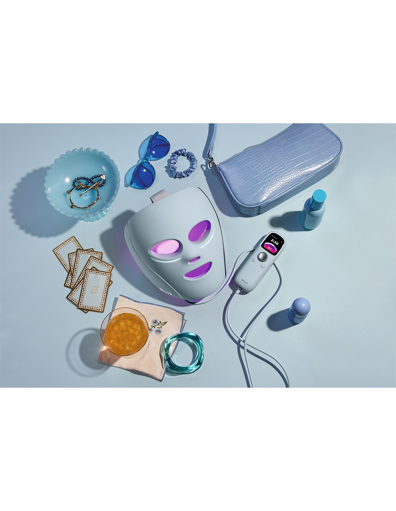 CryoGlow LED Face Mask with Under-Eye Cooling Blue Frost | David Jones (Australia & New Zealand)