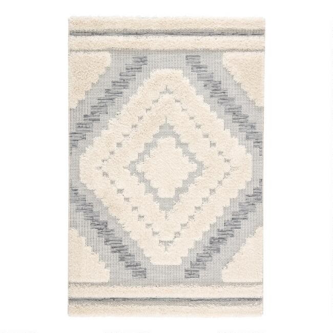 Gray and Cream Geometric Hilo Indoor Outdoor Rug | World Market