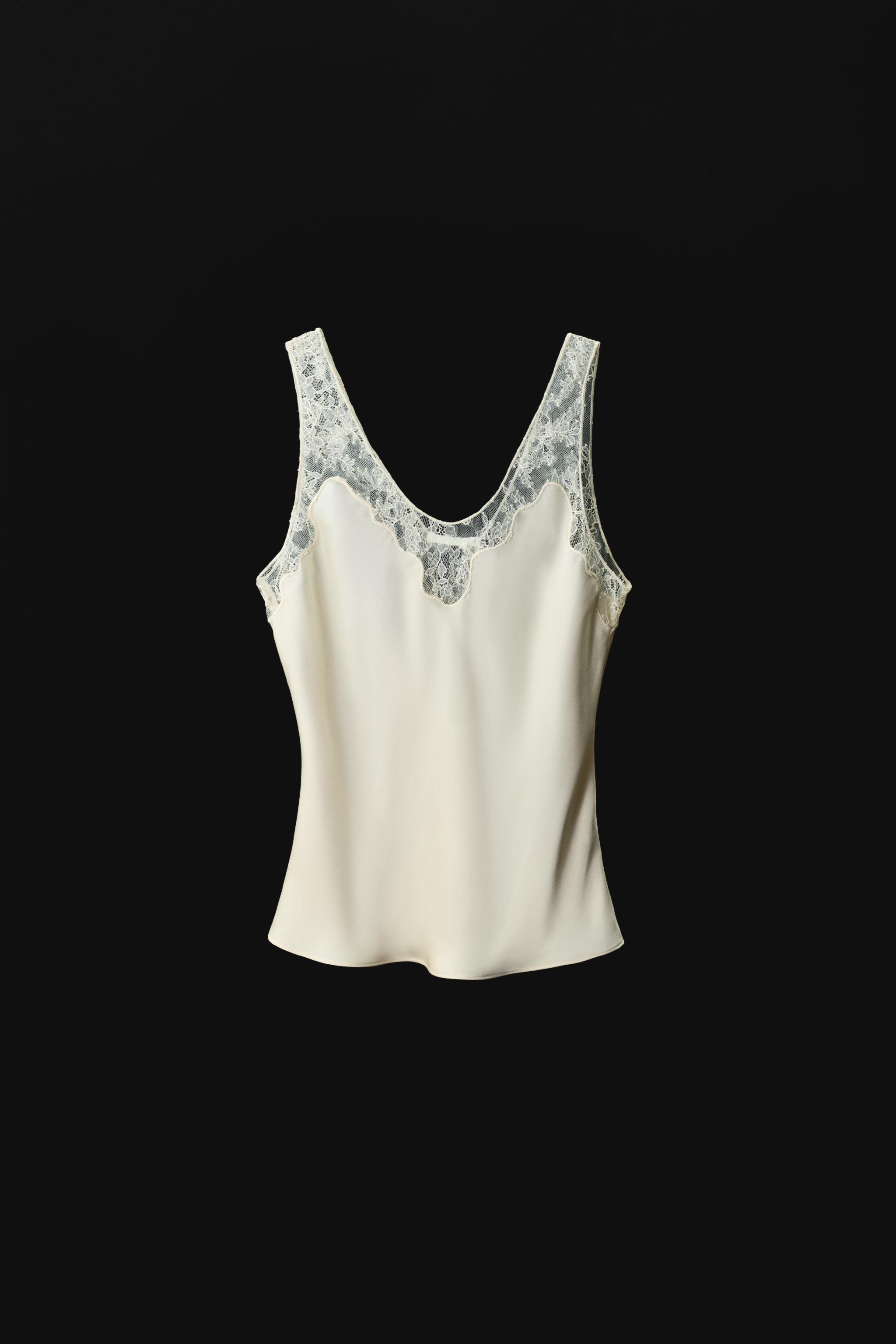 ZW COLLECTION SATIN LACE TOP | Zara UK