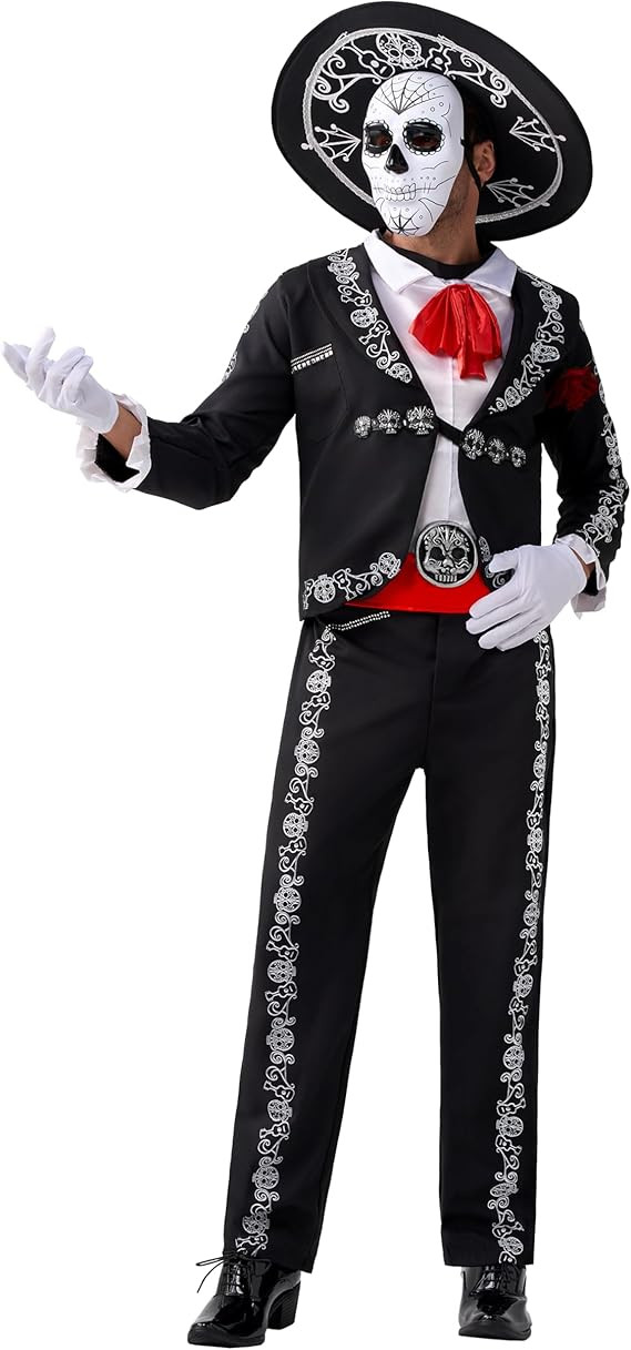 Spooktacular Creations Halloween Mens Day of The Dead Costume, Mariachis Skeleton Costume | Amazon (US)