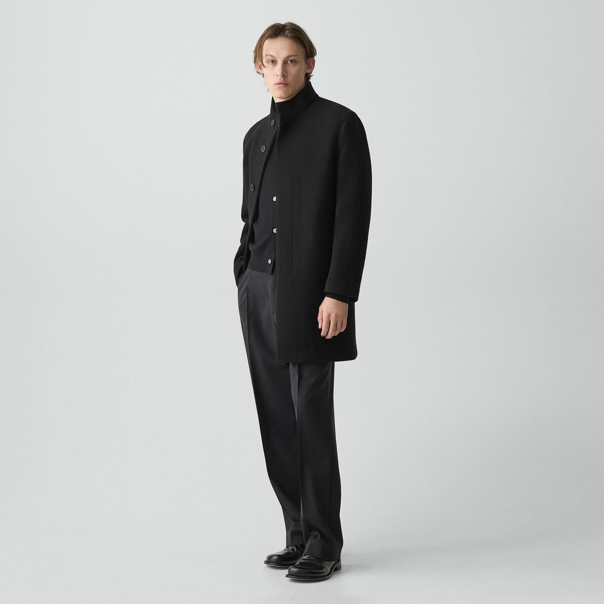 Belvin Coat in Textured Wool-Blend Melton | Theory