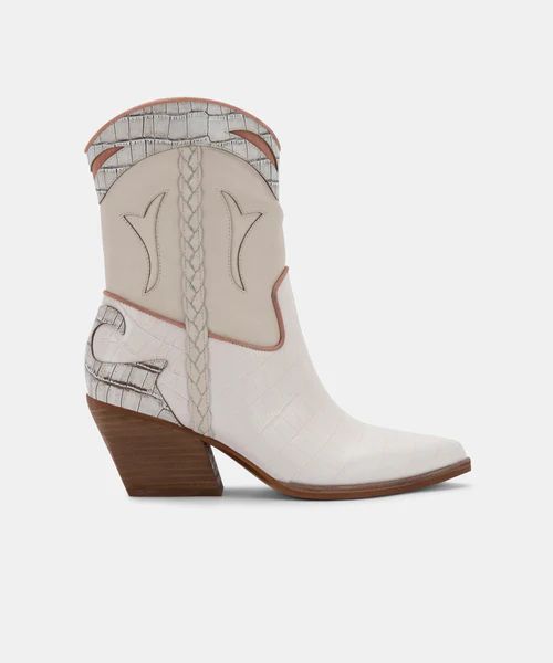 LORAL BOOTIES IN IVORY LEATHER | DolceVita.com