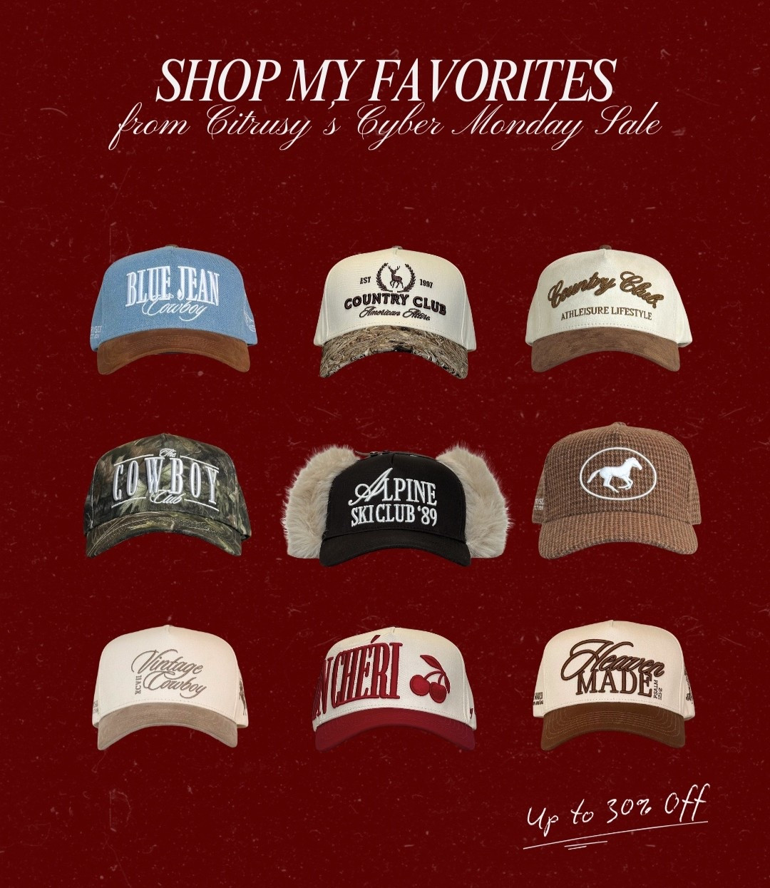 Some of my favorite trucker hats from our Black Friday + Cyber Monday sale ♥️ up to 30% off everything from Citrusy 

#truckerhat #hat #cybermonday #wishlistt

#LTKGiftGuide #LTKCyberWeek #LTKHoliday