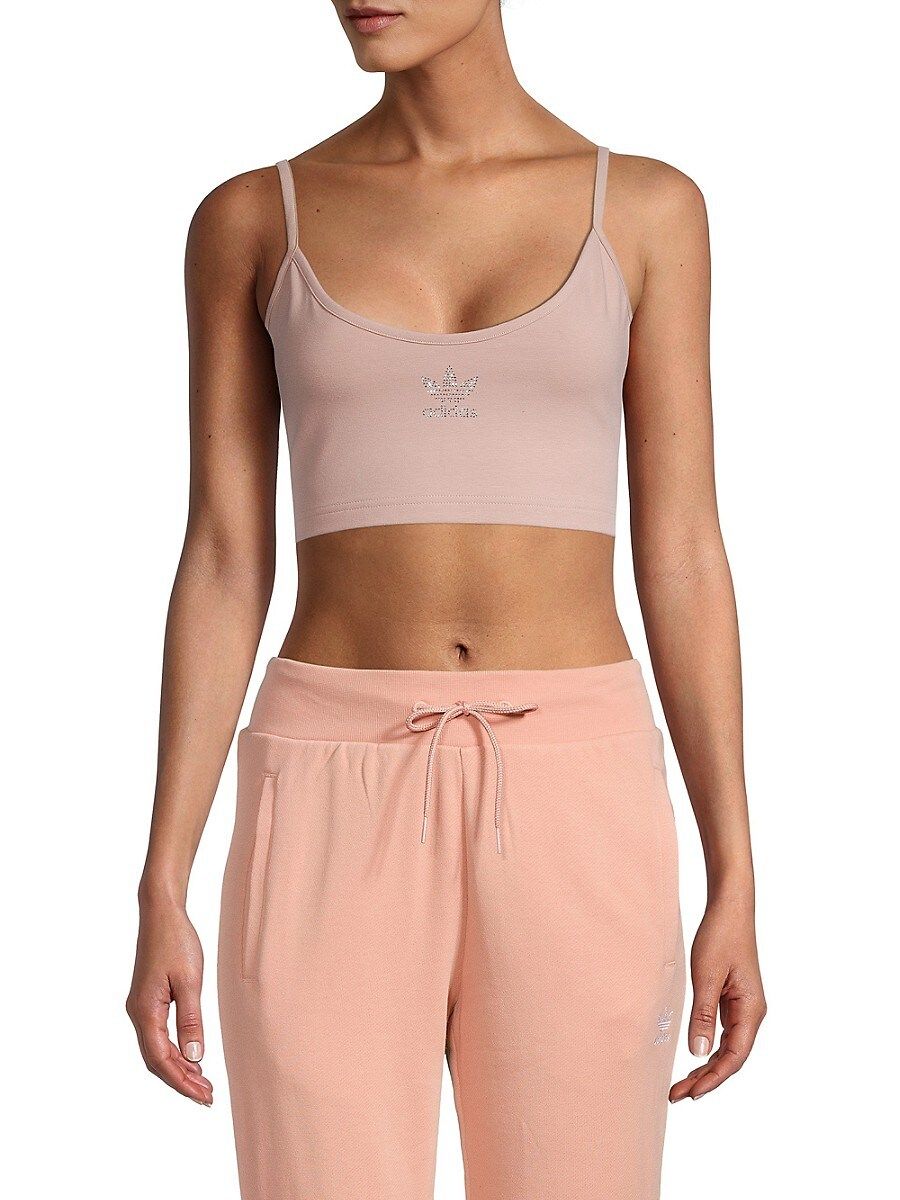 adidas Women's Embellished Logo Bralette - Beige - Size M | Saks Fifth Avenue OFF 5TH