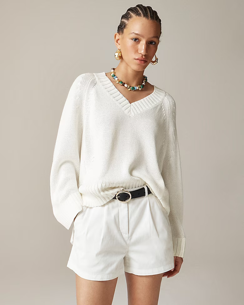 Heritage cotton relaxed V-neck sweater | J. Crew US