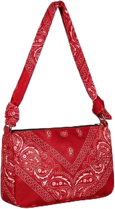 Bandana Purse Bags Western Paisley Printed Red Crossbody Bags with Zipper Closure for Western Cow... | Amazon (US)