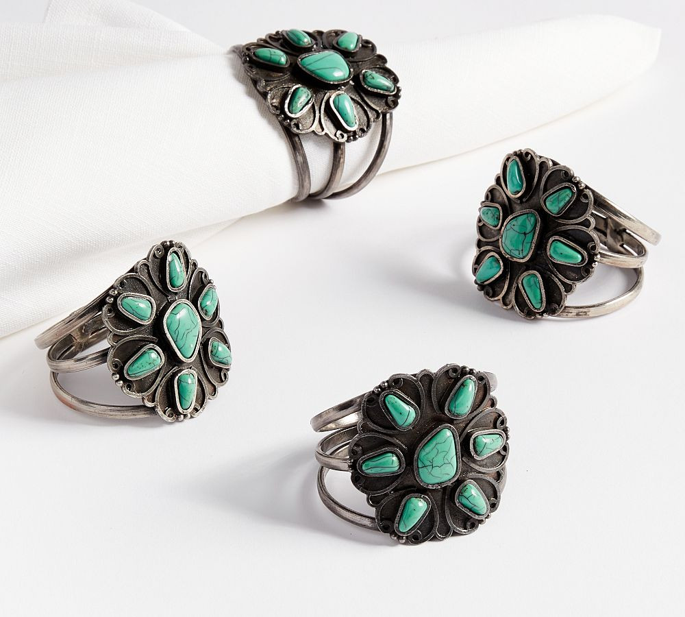 Turquoise Handcrafted Napkin Rings - Set of 4 | Pottery Barn (US)