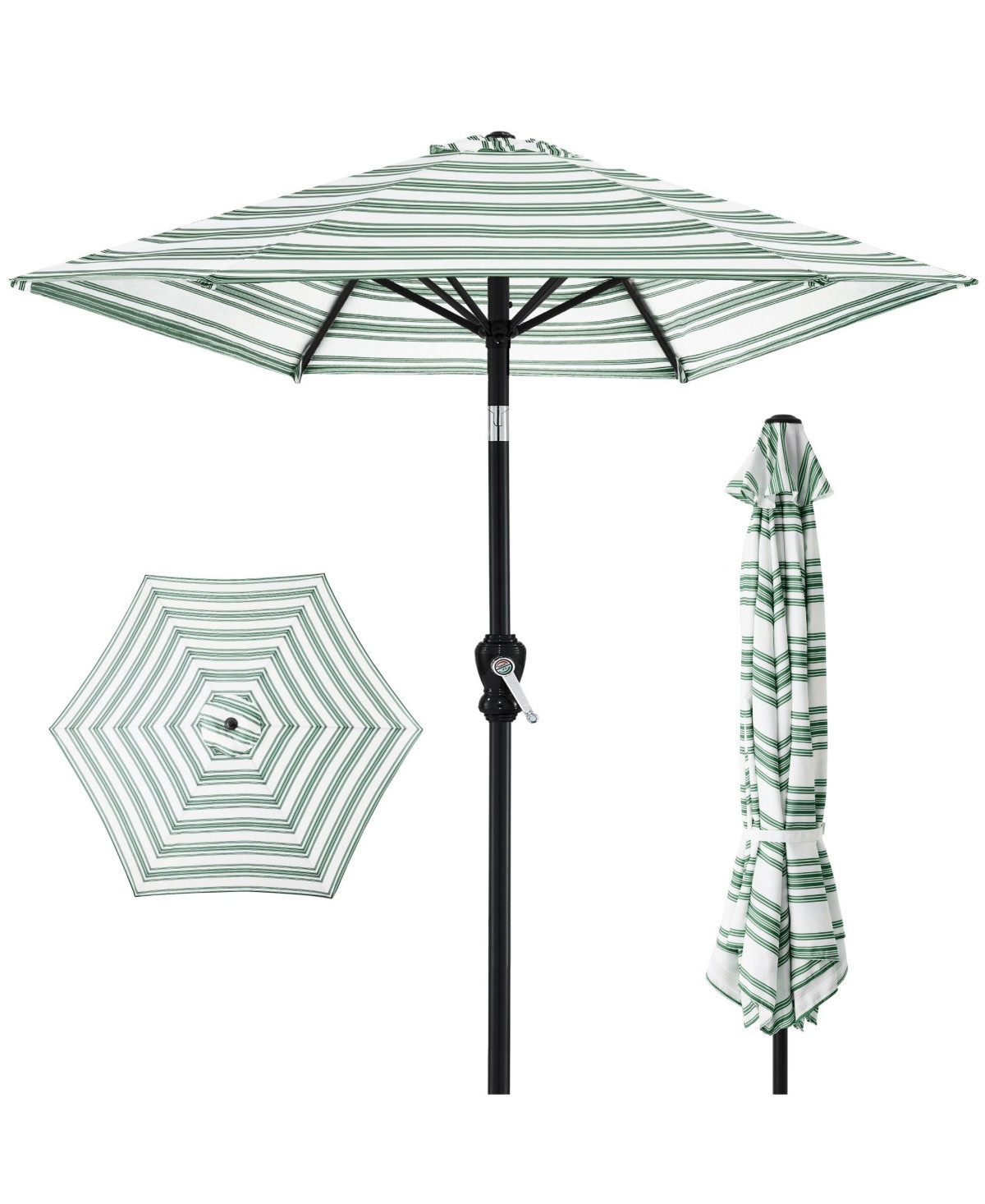Best Choice Products 10ft Outdoor Steel Striped Market Patio Umbrella w/ Crank, Tilt Push Button, 6 Ribs - Striped green | Macy's
