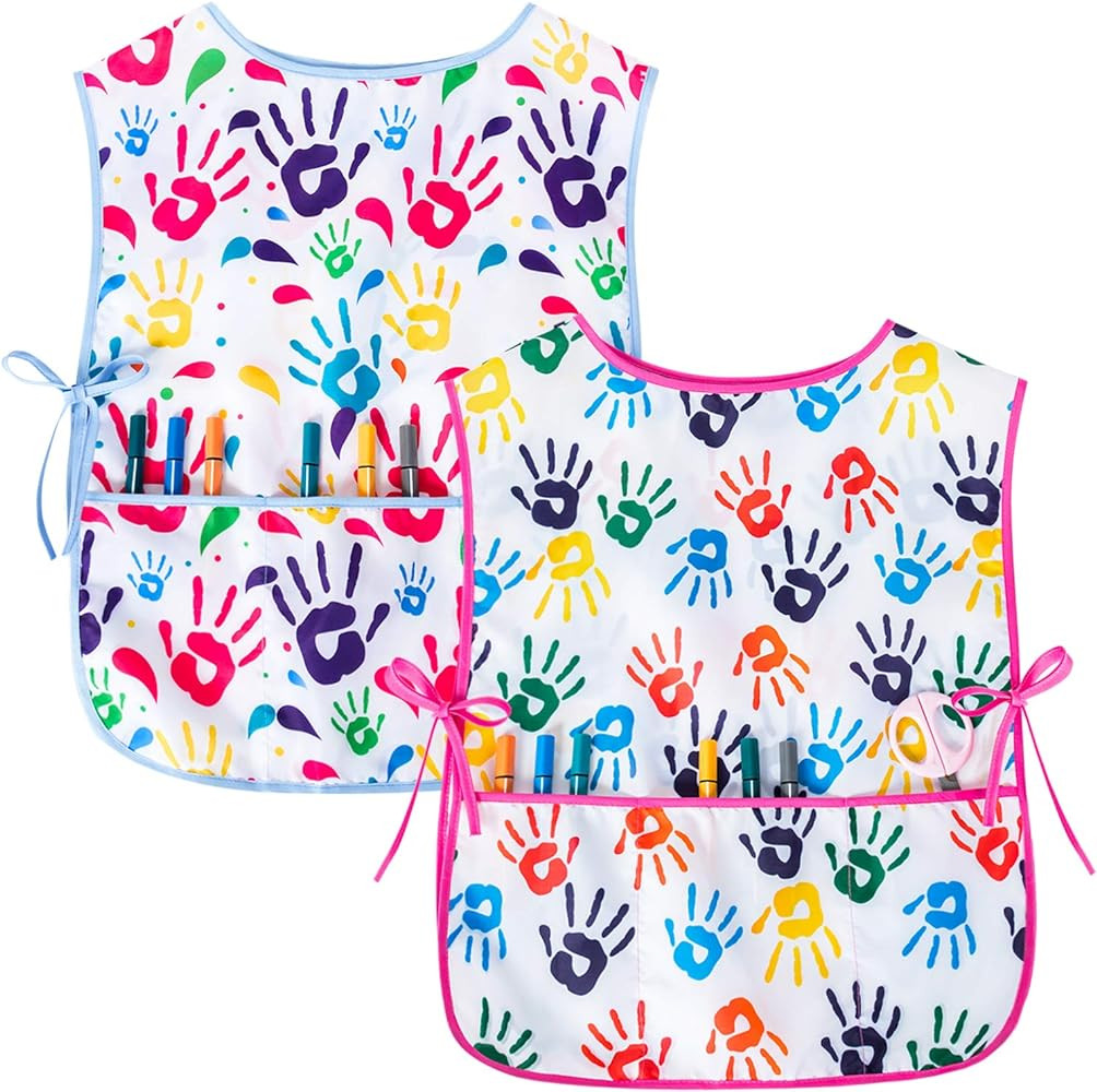 Kids Art Smock Girls Boys Artist Painting Apron with Pockets Sleeveless Smocks for Child 2-7 Years | Amazon (US)