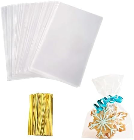 Yotelab Cellophane Treat Bags, Small 4x6 Inches Cellophane Bags With Twist Ties,100 Pcs | Amazon (US)