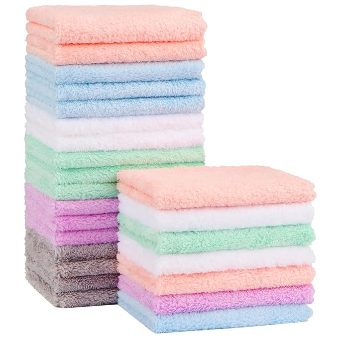 Orighty Baby Washcloths 24-Pack(7''x9''), Microfiber Coral Fleece Baby Towels, Super Soft and Abs... | Amazon (US)
