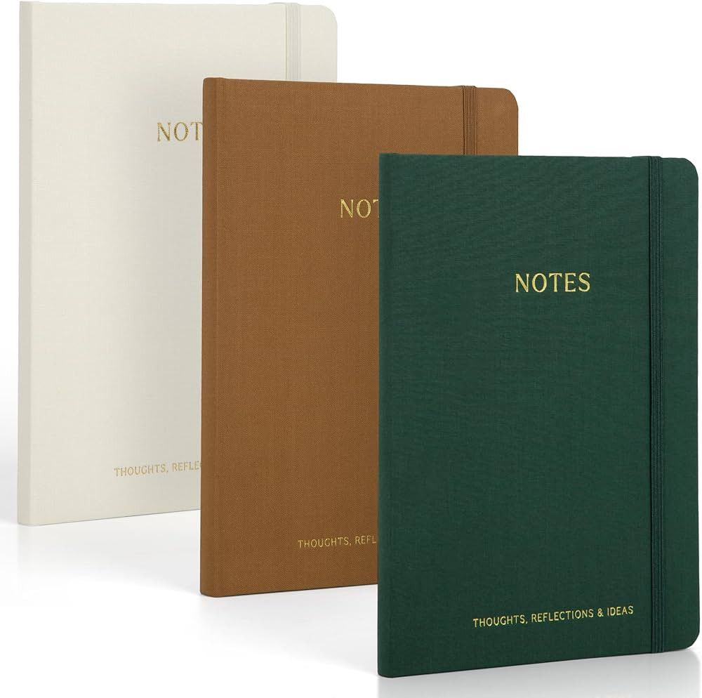 ZICOTO Aesthetic Journal Set Of 3 - Premium Linen Cover, College Ruled 8x5.7 Notebooks With Large... | Amazon (US)