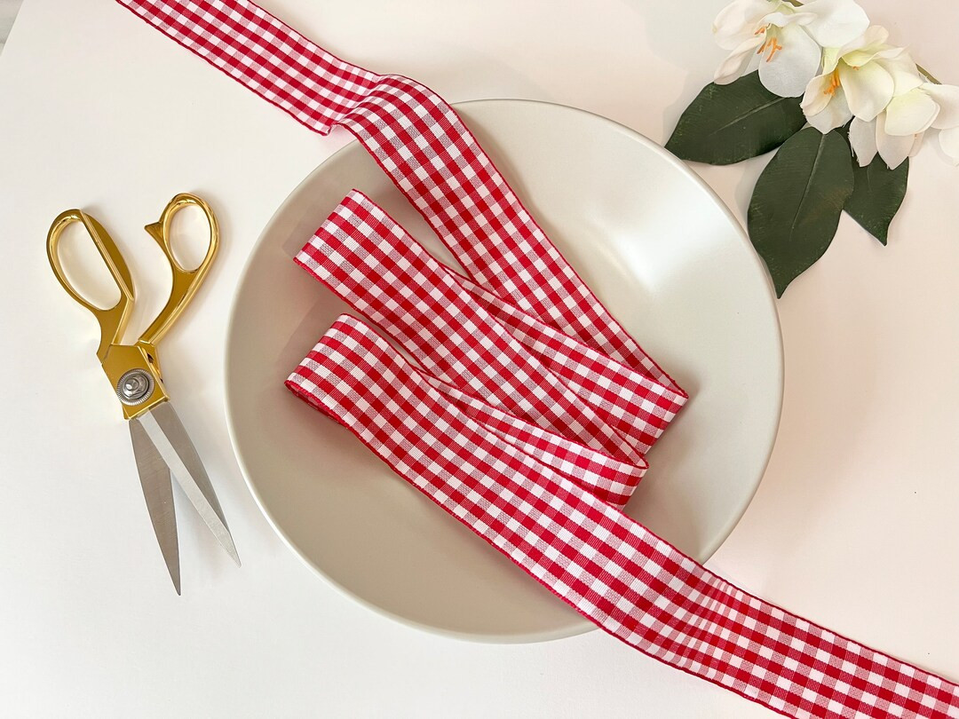 Red White Gingham Ribbon, 1.5 Inch Wide, by the Yard, for Gift Wrap, Sewing Trim, Bows, Baskets, ... | Etsy (US)