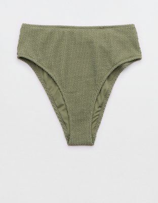 Aerie Shine Crinkle High Cut Cheeky Bikini Bottom | Aerie